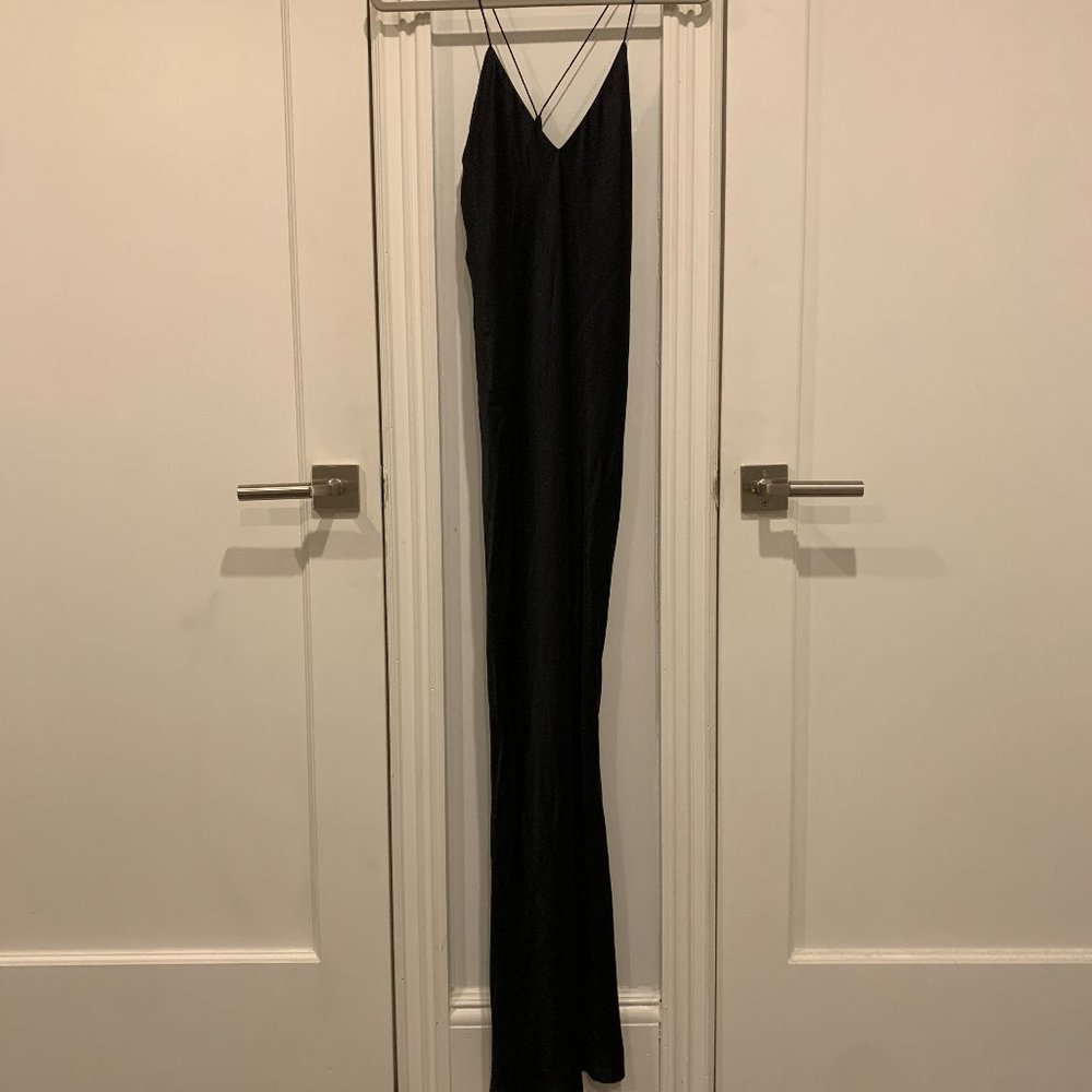 ALIX NYC Black Silk Maxi Slip Dress